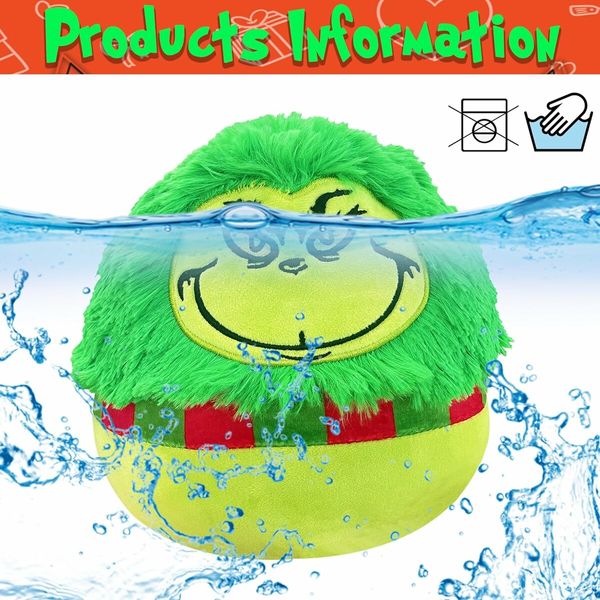 Christmas Stuffed Animal Plush Green Monster Plush Toy, Christmas Pillow Soft and Comfortable, Suitable as a Gift for Boys and Girls 25cm