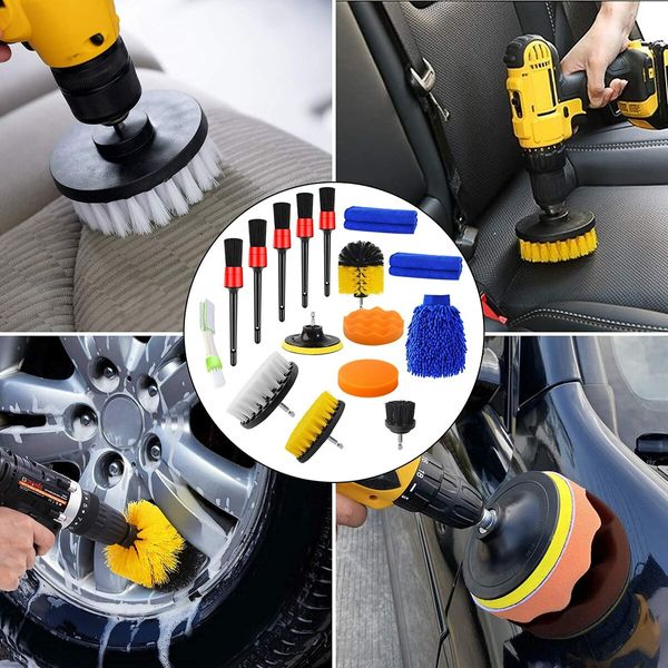 16 Pcs Car Detailing Brush Kit Detail Brushes Car Detailing Cleaning Brush for Wheel Exterior Interior Auto Brushes Set