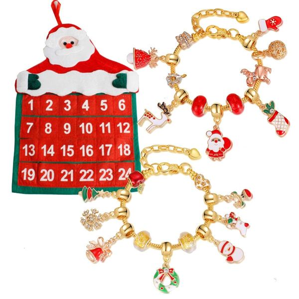 Christmas Advent Calendar 2023 Girls Bracelets Gift Set 24 Days Xmas Countdown Calendars DIY Charm Beads Jewelry Making Kit For Kids & Teens