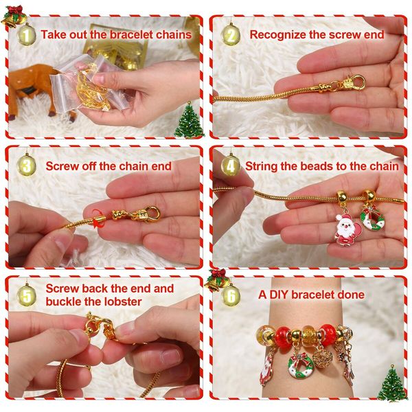 Christmas Advent Calendar 2023 Girls Bracelets Gift Set 24 Days Xmas Countdown Calendars DIY Charm Beads Jewelry Making Kit For Kids & Teens