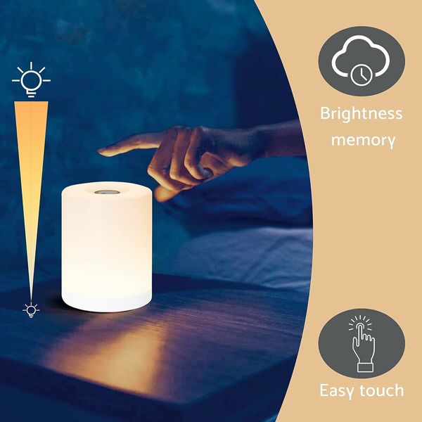 Rechargeable Mini Night Light, Soft Warm Dim Lamp, Small Cordless Touch Night Light for Baby Nursery, Bedroom, Hallway