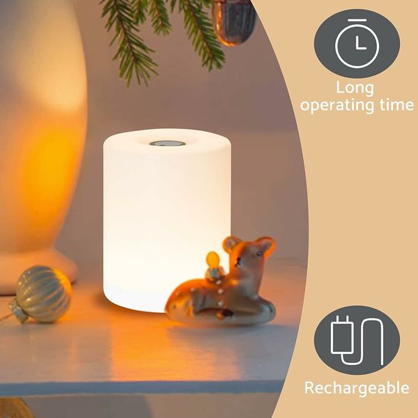 Rechargeable Mini Night Light, Soft Warm Dim Lamp, Small Cordless Touch Night Light for Baby Nursery, Bedroom, Hallway