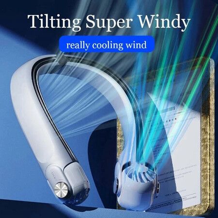 Portable  Handheld Neck Fan Rechargeable Leafless Hanging Bladeless Fan Speeds Adjustment USB Powered Personal Fans Color Green