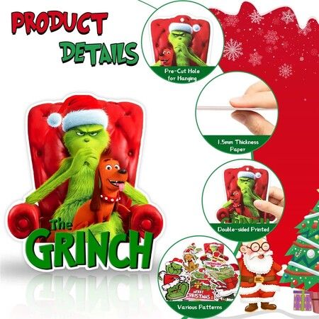 24pcs Grinch Christmas Ornaments for Tree Decorations Christmas Ornaments Resin Miniatures for Craft Christmas Decor