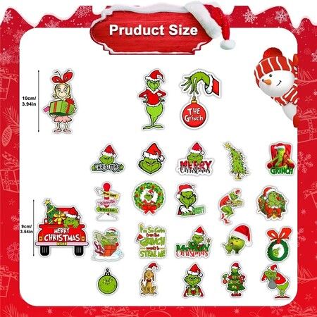 24pcs Grinch Christmas Ornaments for Tree Decorations Christmas Ornaments Resin Miniatures for Craft Christmas Decor