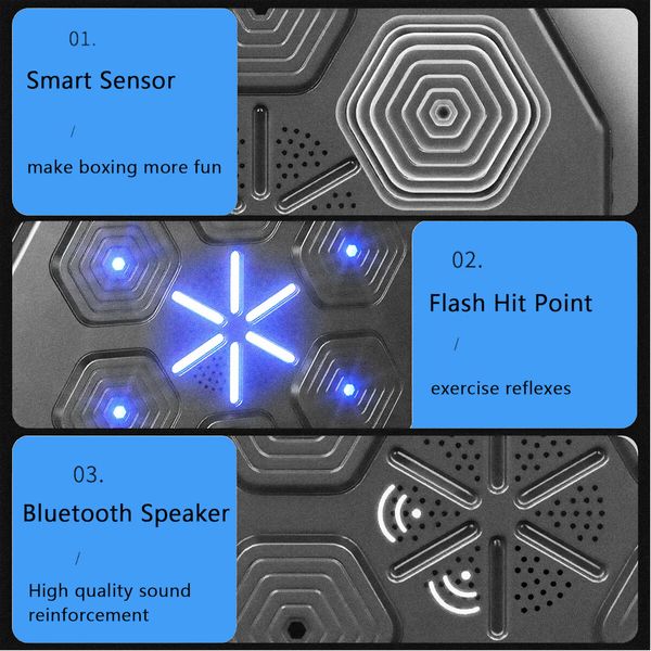 Smart Punching Boxing Pad Electronic Music Machine Home Training Wall Target Equipment Bluetooth Glove USB Charging