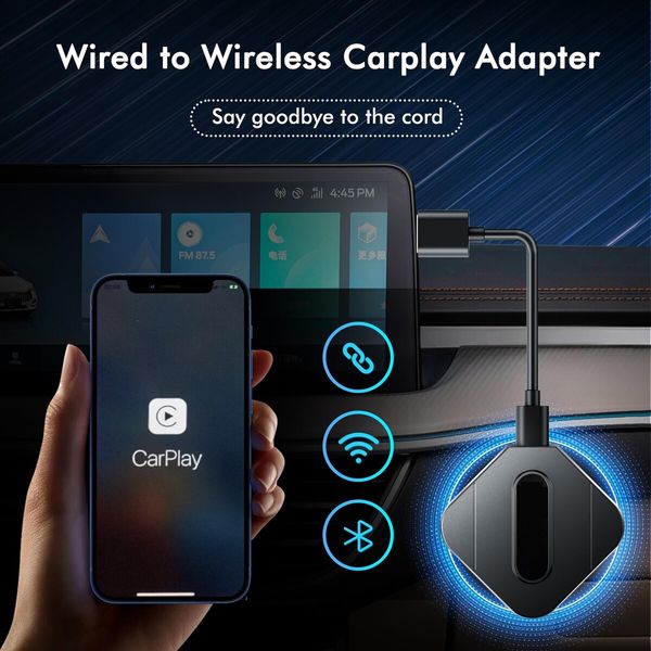 Wireless CarPlay Adapter for iPhone,Wireless CarPlay Dongle,Plug & Play,Convert Wired to Wireless CarPlay Adapter for 2016+ OEM Wired CarPlay Cars Model