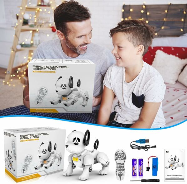 Remote Control Robot Dog Toy, RC Dog Programmable Smart Interactive Robotic Pets for Boys Girls Toy Age 3+