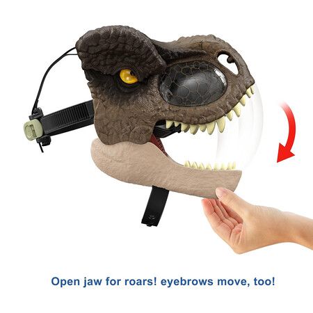 Jurassic World Dominion Chomp N Roar Tyrannosaurus Rex Dinosaur Mask with Motion and Sounds, T Rex RolePlay Toy