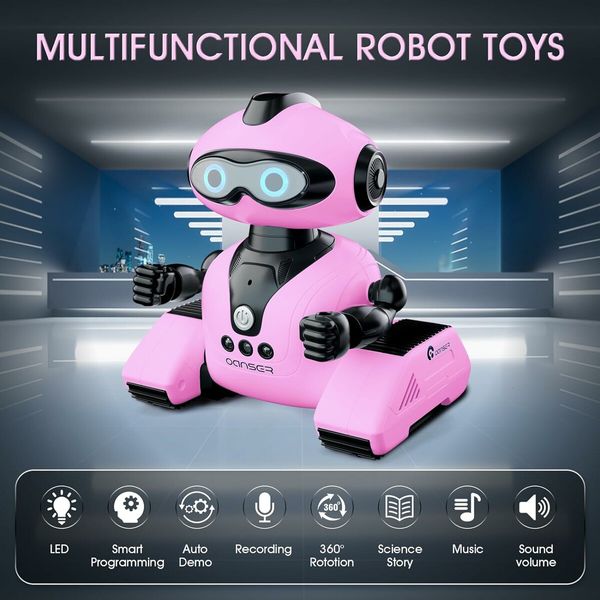 Robots Toys for Kids, 2.4Ghz Remote Control Robot Toys with Music and LED Eyes for Boys Girls 3 to 12 Year  Pink