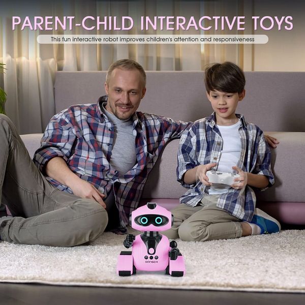 Robots Toys for Kids, 2.4Ghz Remote Control Robot Toys with Music and LED Eyes for Boys Girls 3 to 12 Year  Pink