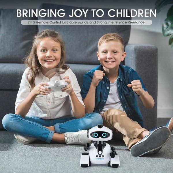 Robots Toys for Kids, 2.4Ghz Remote Control Robot Toys with Music and LED Eyes for Boys Girls 3 to 12 Year  White