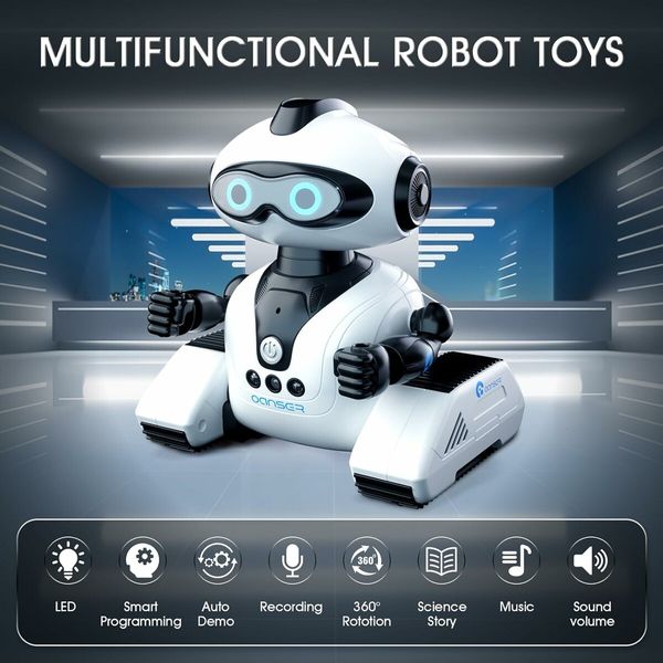 Robots Toys for Kids, 2.4Ghz Remote Control Robot Toys with Music and LED Eyes for Boys Girls 3 to 12 Year  White