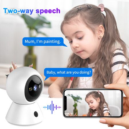 1080P Indoor Camera, Baby Monitor with Night Vision, Surveillance Camera Security Home Dog Pet Monitor, AI Motion Detection With 32G TF Card