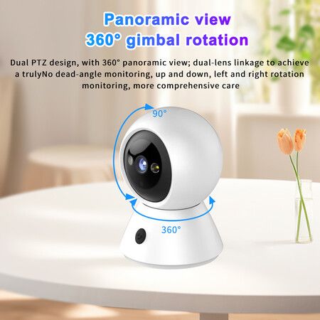 1080P Indoor Camera, Baby Monitor with Night Vision, Surveillance Camera Security Home Dog Pet Monitor, AI Motion Detection With 32G TF Card