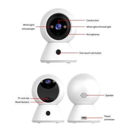 1080P Indoor Camera, Baby Monitor with Night Vision, Surveillance Camera Security Home Dog Pet Monitor, AI Motion Detection With 32G TF Card