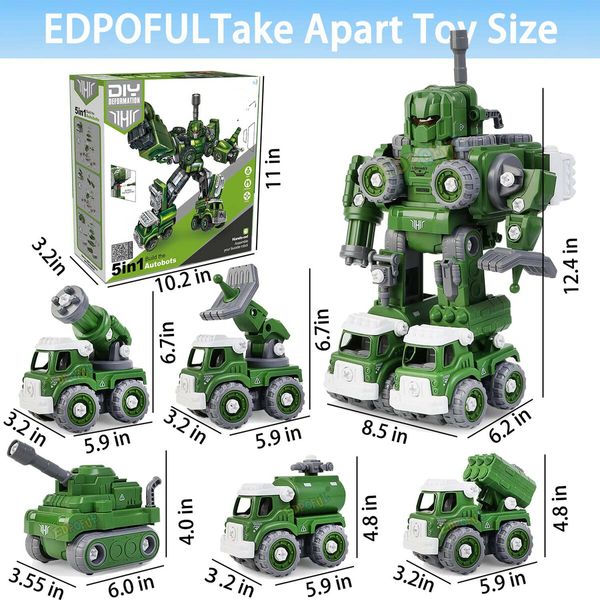 Take Apart Armored Fighting Vehicles Transform to Defender Robot Toys DIY Assembly Military Building Sets STEM Birthday Gift for 4+