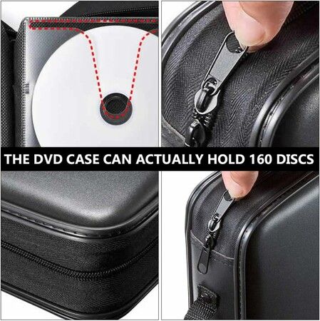 160 Capacity CD Storage Case CD Case VCD Storage Pouch Portable DVD Container Organizer for Car Home