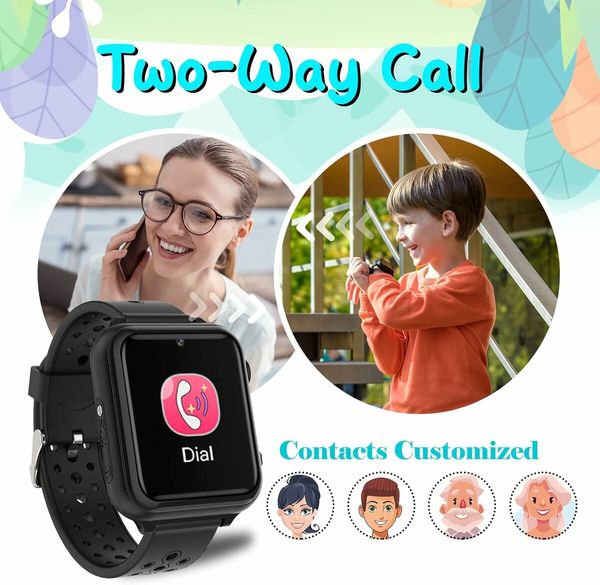 Smartwatch Children's Watch, Waterproof Music Smartwatch for Boys and Girls Pink