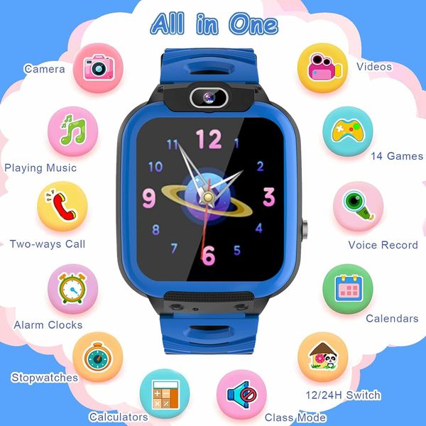 Kids Smart Watch for Boys Girls, Cell Phone Watch for 3 to 14 Years Kids Students (Blue)