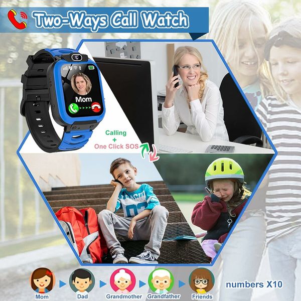 Kids Smart Watch for Boys Girls, Cell Phone Watch for 3 to 14 Years Kids Students (Blue)