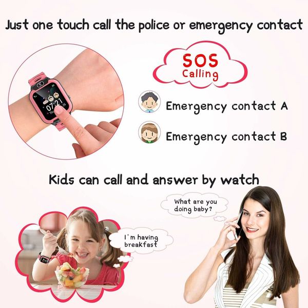 Kids Smart Watch for Boys Girls, Cell Phone Watch for 3 to 14 Years Kids Students (Pink)