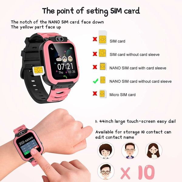 Kids Smart Watch for Boys Girls, Cell Phone Watch for 3 to 14 Years Kids Students (Pink)