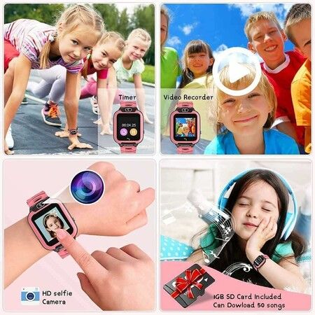 Kids Smart Watch for Boys Girls, Cell Phone Watch for 3 to 14 Years Kids Students (Pink)