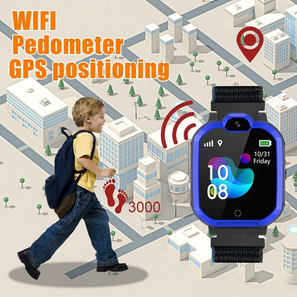 4G Smart Watch for Kids with SIM Card, Kids Phone Smartwatch GPS Tracker for 4 to 12 Boys Girls Blue