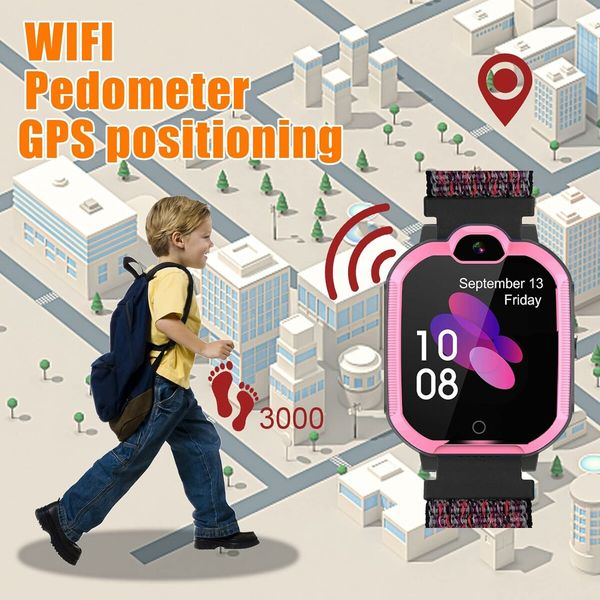 4G Smart Watch for Kids with SIM Card, Kids Phone Smartwatch GPS Tracker for 4 to 12 Boys Girls Pink