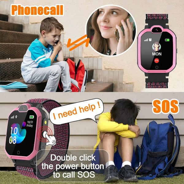 4G Smart Watch for Kids with SIM Card, Kids Phone Smartwatch GPS Tracker for 4 to 12 Boys Girls Pink