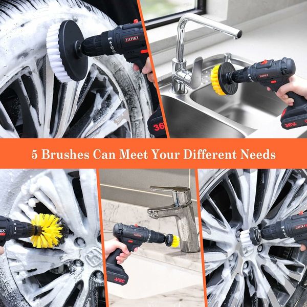 32 Pcs Car Detailing Kit Car Detailing Drill Brush Kit Car Detailing Brush Wash Set Car Accessories for Interior Exterior Wheels