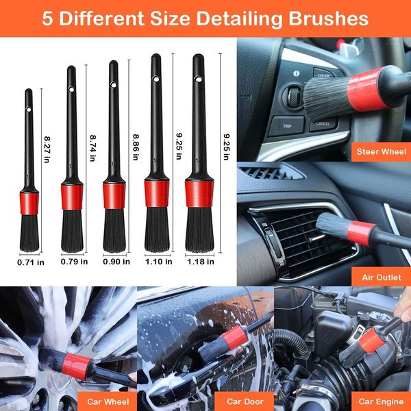 32 Pcs Car Detailing Kit Car Detailing Drill Brush Kit Car Detailing Brush Wash Set Car Accessories for Interior Exterior Wheels