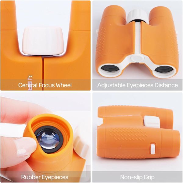 Binoculars for Kids, 6x21 High Resolution for Kids 3-12 Compact Kids Binoculars for Bird Watching Hiking Camping Travel(Orange)