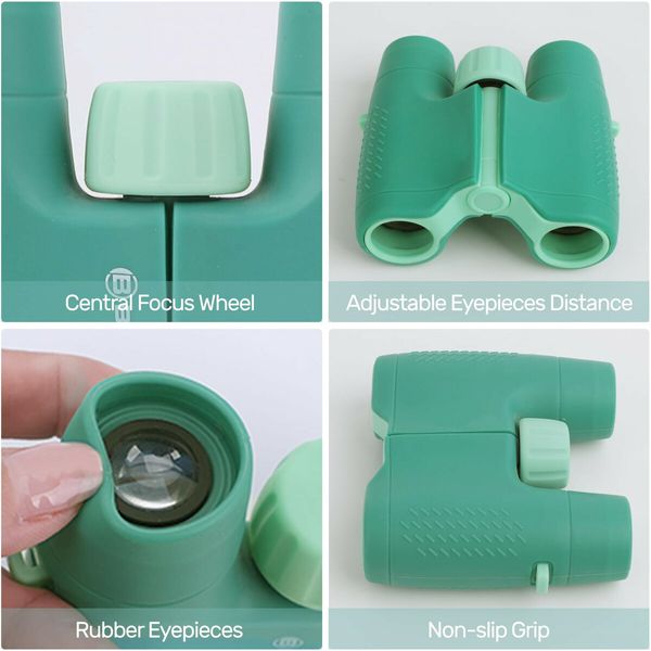 Binoculars for Kids, 6x21 High Resolution for Kids 3-12 Compact Kids Binoculars for Bird Watching Hiking Camping Travel(Green)