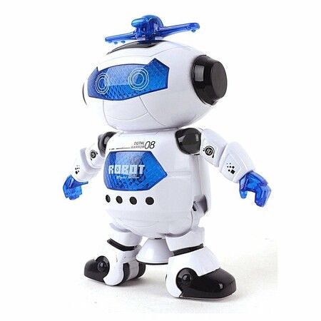 Musical Walking Dancing Robot Toy for Kids, Flashing Lights, 360° Body Spinning, Toddlers Bosys Girls Fun Toy Figure