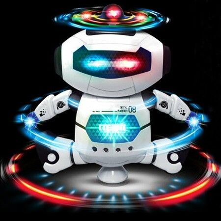 Musical Walking Dancing Robot Toy for Kids, Flashing Lights, 360° Body Spinning, Toddlers Bosys Girls Fun Toy Figure