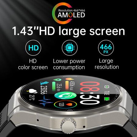 Newest Smart Watch Bluetooth Call Amoled Screen Ecg Blood Sugar Uric Acid Blood Lipid Body Temperature Radiation Level Color Brown