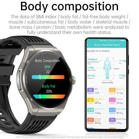 Newest Smart Watch Bluetooth Call Amoled Screen Ecg Blood Sugar Uric Acid Blood Lipid Body Temperature Radiation Level Color Black