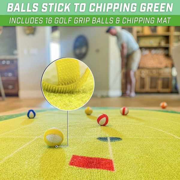 Indoor Outdoor Golf Games for Adults, Large Golf Chipping Game Mat with Chipping Mat and 16 Grip Balls, Golf Game for Home Backyard Office