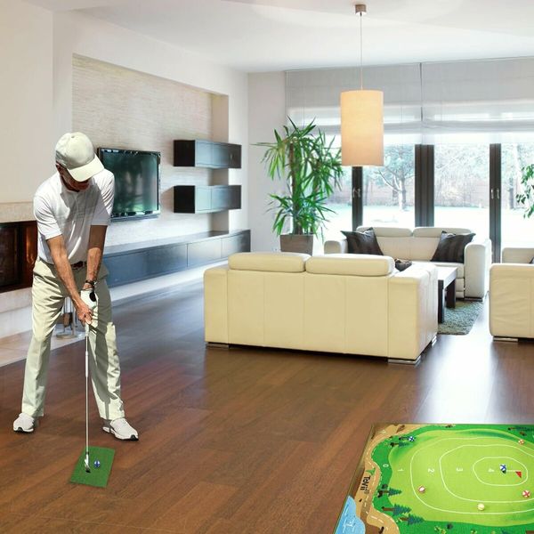 Golf Chipping Game - Indoor Outdoor Golf Games for Adults, Large Golf Chipping Game Mat with Chipping Mat and 16 Grip Balls, Golf Game for Home Backyard Office