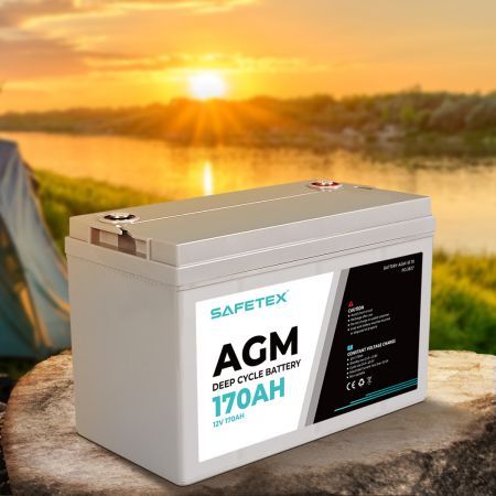 12V 170Ah AGM Battery Outdoor Rv Marine 4WD Deep Cycle & W/ Strap Battery Box