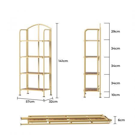 Levede Display Shelf  Bookshelf Foldable Bookcase  Kitchen Office Storage 4 Tier