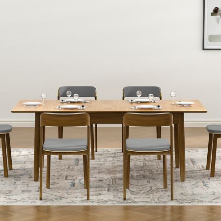 Levede Dining Table 1.6-2M Extendable Rubber Wood Frame Rectangle 8-10 Seater