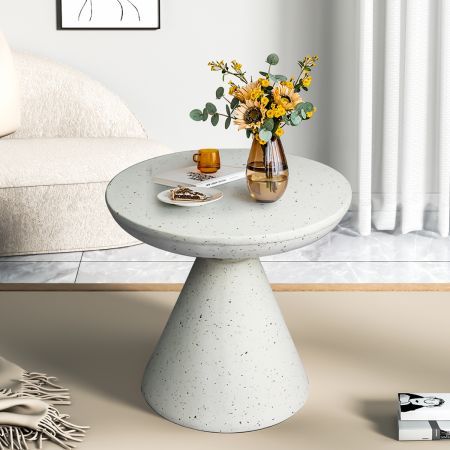 Levede Side Table Terrazzo Coffee Tables Modern Hourglass Stool Stand Beige 51cm