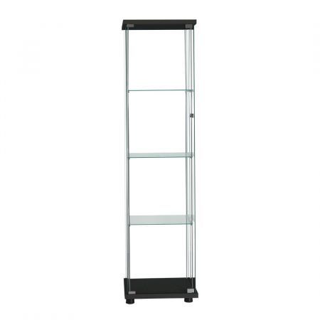 Display Cabinet 4-Tier Glass Door Black