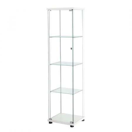 Stacked Display Cabinet Tempered Glass  4 Tier Shelves Lockable Magnetic Door