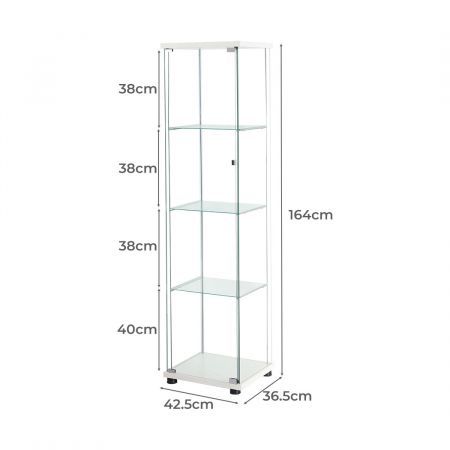 Stacked Display Cabinet Tempered Glass  4 Tier Shelves Lockable Magnetic Door