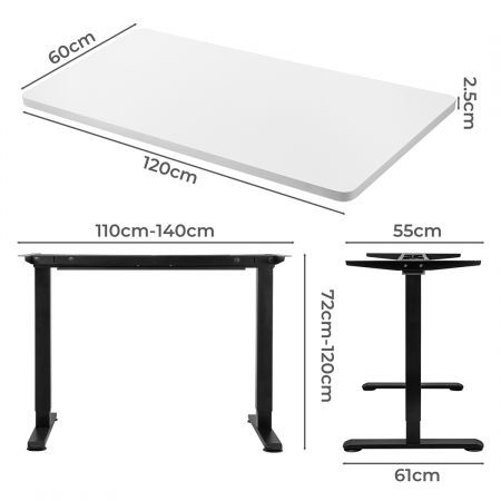 Motorised Standing Desk Adjustable 120cm White 800x 1.5MM