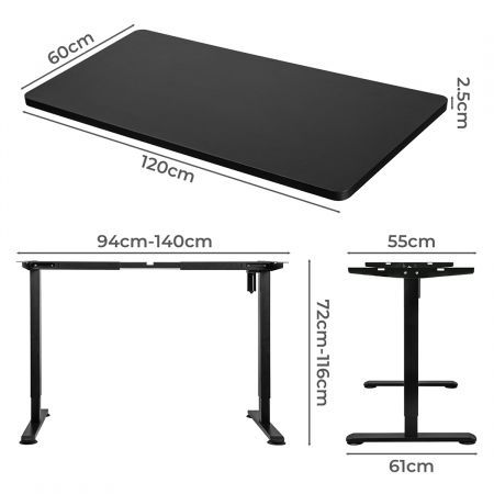 Motorised Standing Desk Height 120cm Black 800x 1.5MM